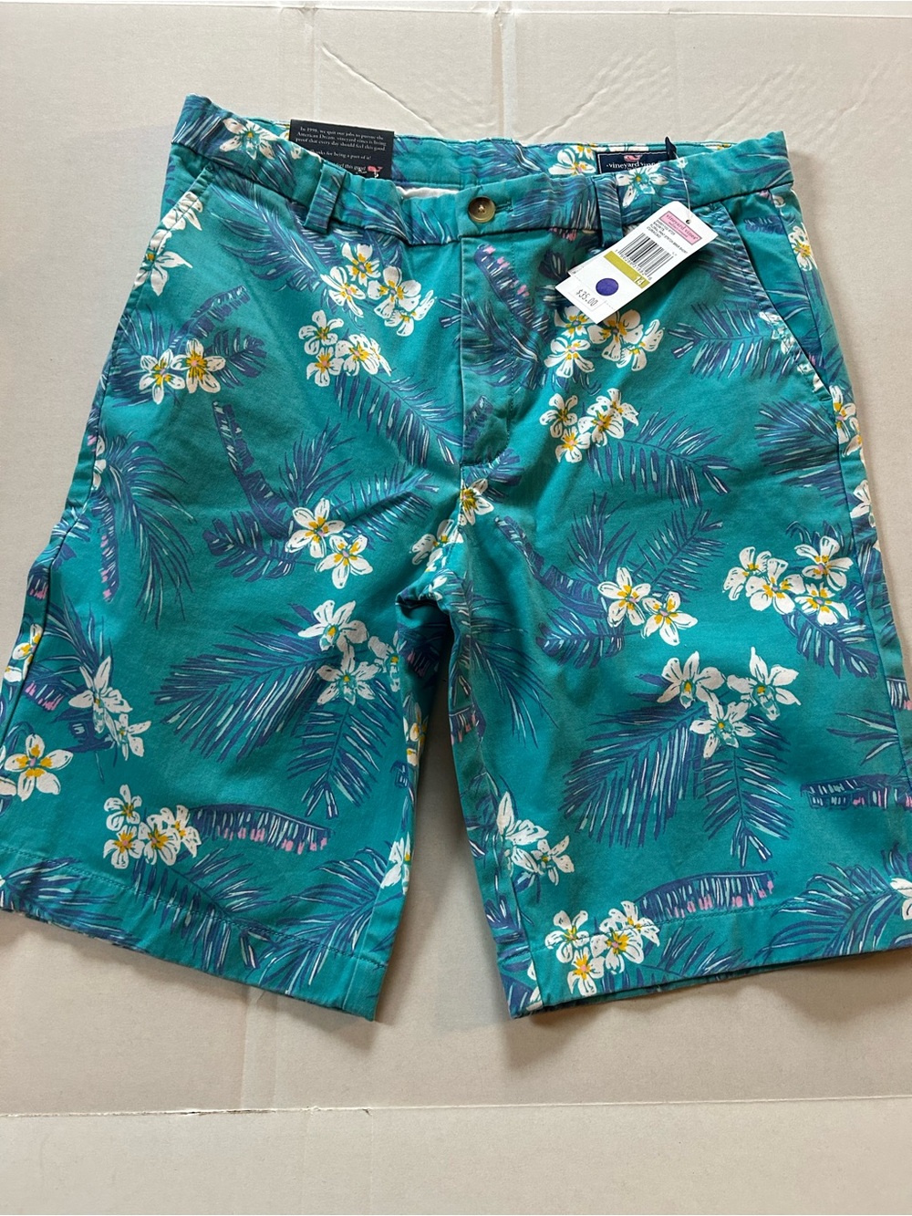 Vineyard Vines Teal Tropical Floral Shorts